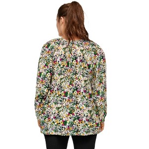 ellos Plus Size Tie Neck Peasant Tunic - 1 of 4