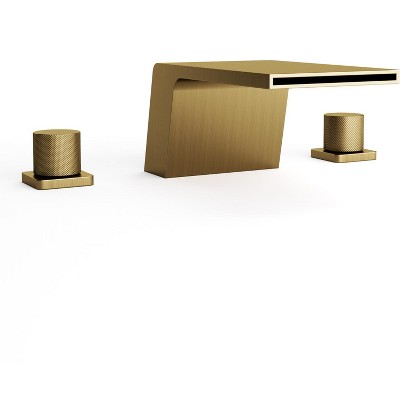 YAWWALK 2-Handle Waterfall Bathtub Faucet - Modern Deck-Mount Design