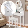 Vanity Desk with Mirror & LED Lights, Modern Vanity Table with Cushioned Stool and 3 Storage Drawers - 4 of 4