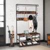 Hall Trees,Entryway Bench with Coat Rack&Storage Shelves,3-in-1 Hall Tree Organizer,Hanging Rod&Removable Hooks,Freestanding Entryway Storage - 4 of 4