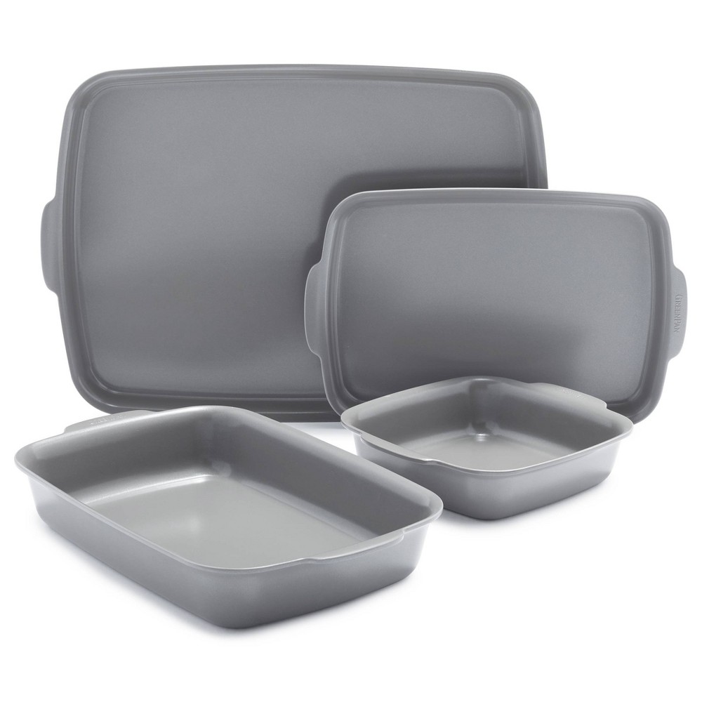 GreenPan Premiere Ovenware Ceramic Nonstick 4pc Bakeware Set Gray