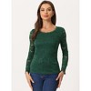 Allegra K Women's Slim Fit Sheer-Long-Sleeves Flower Embroidery Lace Top - 3 of 4