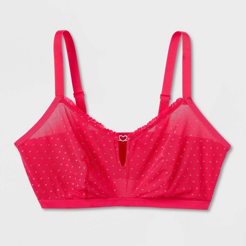 Women's Polka Dot Mesh Bralette - Colsie™ Pink 2x : Target