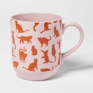 26oz Stoneware Cat Mug Pink - Room Essentials