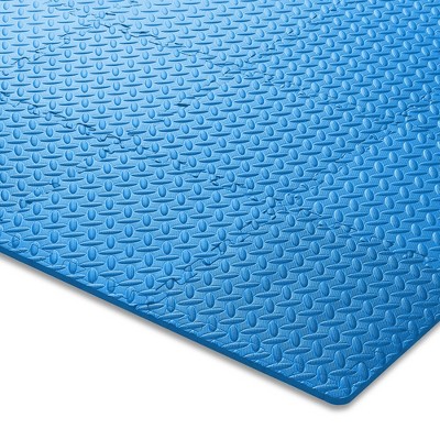 Blue EVA Foam Rubber Interlocking Exercise Floor Mats, 12" x 12"