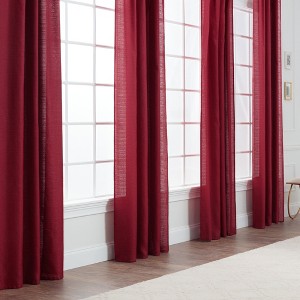 Chanasya 2pk Faux Belgian Flax Semi Sheer Window Curtain Panels - Set of 2 - 1 of 4