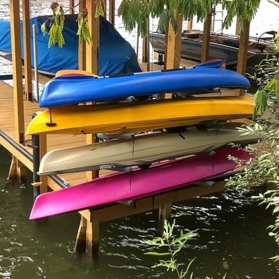 Heavy-Duty Black Metal Adjustable 4-Level Kayak Storage Rack