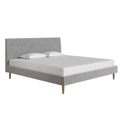 Daphne King-Sized Light Gray Velvet Upholstered Bed with Tufted Headboard