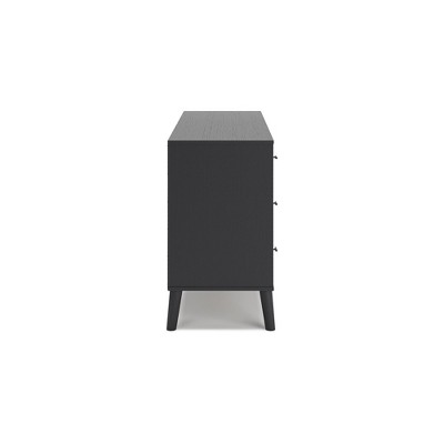 Charlang Mid-Century Modern Black & Beige 6-Drawer Dresser