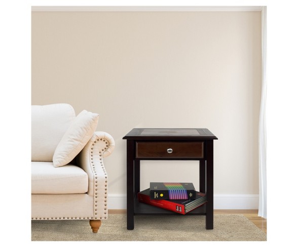 End Table with American Walnut Top - Espresso -  Flora Home