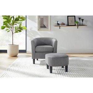 Akoasm Modern Upholstered Sofa Armchair With Ottoman, Footrest For Living Room & Bedroom-Grey - 1 of 4