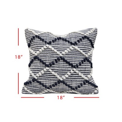 18x18 Inches Blue and White Handwoven Polyester Pillow