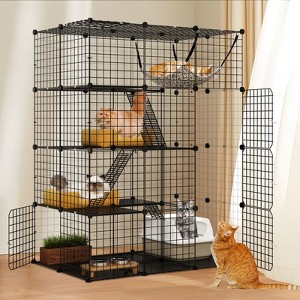 41x28x55 Inch Cat Cage Rabbit Hutch Ferret Cage Modular Assembly Free Hammock - 1 of 4