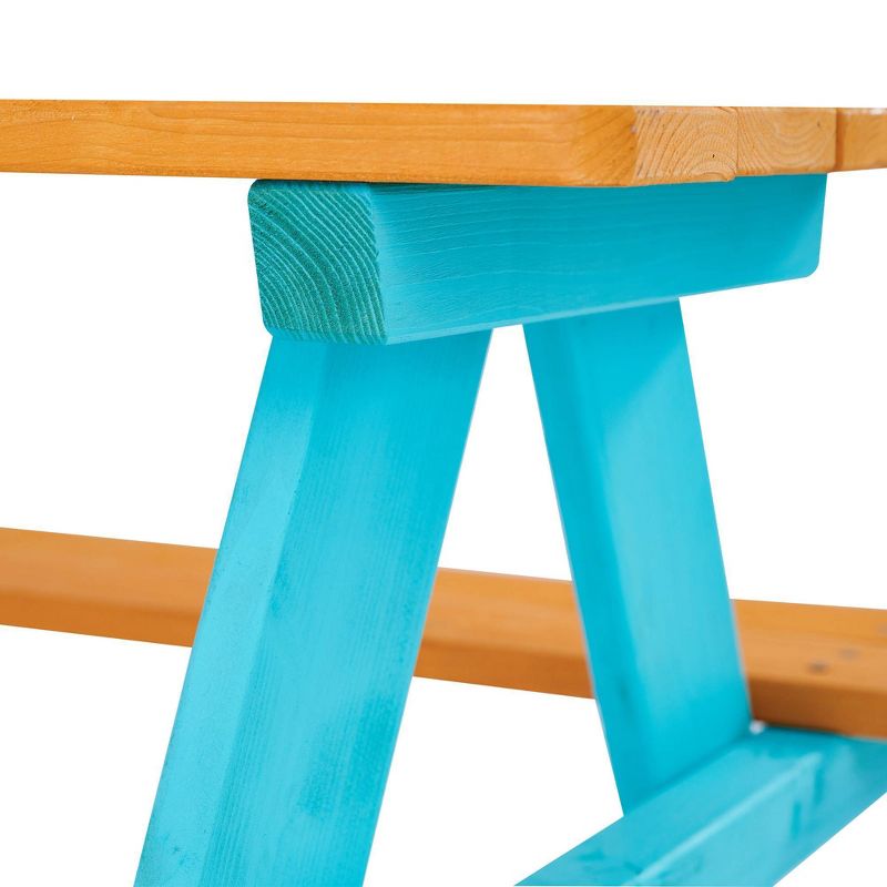 Kids&#39; Outdoor Wood Rectangle Picnic Table - Turquoise - Teamson Kids, 6 of 10