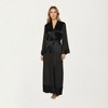 Anna-Kaci Lounge Women's Long Satin Robe with Belted Waist and Wide Sleeves - 3 of 4