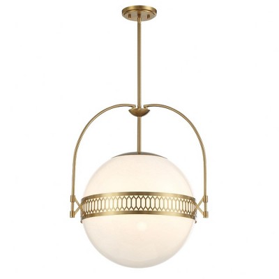 Thornhill Warm Brass 3-Light Globe Pendant with Strie Glass