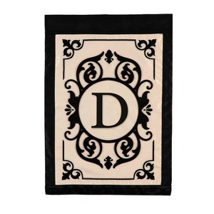 Evergreen Flag Cambridge Chic Letter D Monogram Applique Garden Flag - 12.5" Wide x 18" High - 1 of 4