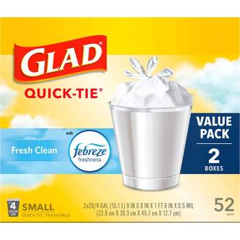 Glad Small Trash Bags + OdorShield White Trash Bags - 4 Gallon - 52ct