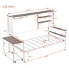 Full/Twin Size Metal Daybed, Platform Bed Frame with Movable Desk, Metal Grid, Shelves -ModernLuxe - 3 of 4