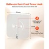 VEVOR Adhesive Hooks, 12 Pack Self-Adhesive Towel Coat Hooks, Heavy-Duty Wall Hook Hold 15 lbs (Max), Stainless Steel Sticky Hanger, Transparent - 3 of 4