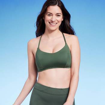 Women's Crossback Seamed Bralette Bikini Top - Kona Sol™ Green