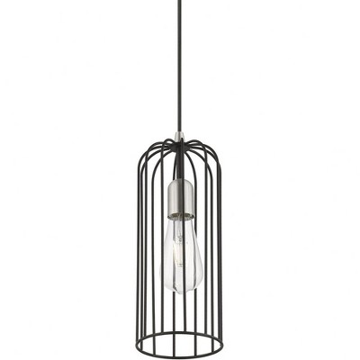 Mini Black and Brushed Nickel Glass Pendant Light