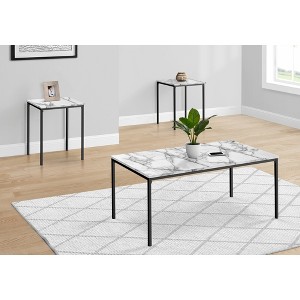 Laminate & Metal 3-Piece Coffee and End Table Set with Sleek Frame and Contemporary Design for Living Room or Modern Spaces - 1 of 4