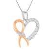 Haus of Brilliance Two-Toned Silver 1/5 cttw Diamond Ribbon Heart Accent Pendant Necklace - 2 of 4