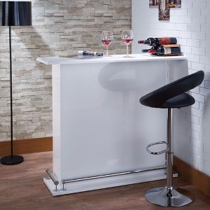Royal Hampton Wooden Bar Table with Storage, White and Chrome - 1 of 4