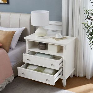 NicBex Nightstand with Charging Station,Side Table with USB Ports&Outlets,Night Stand with Drawers&Open Shelf,Fluted Pilasters End Table for Bedroom - 1 of 4