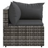 vidaXL Patio Corner Sofa with Cushions - Weather-Resistant Gray Poly Rattan with Sturdy Steel Frame – Flexible Modular - 3 of 4