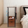 YIYIBYUS Movable Bedside Table, Height Adjustable Over Bed Desk, End Table With Wheels, Brown - 3 of 4