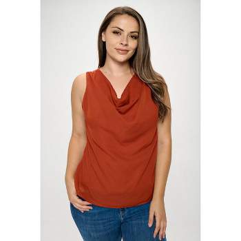 Buy SLEEVELESS CUT-OUT REVERSE V-CUT BACK ORANGE TOP for Women Online in  India