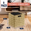 Ornavo Home 6 Pack Paper Wicker Storage Shelf Basket Cube Bin with Handles - 2 of 4