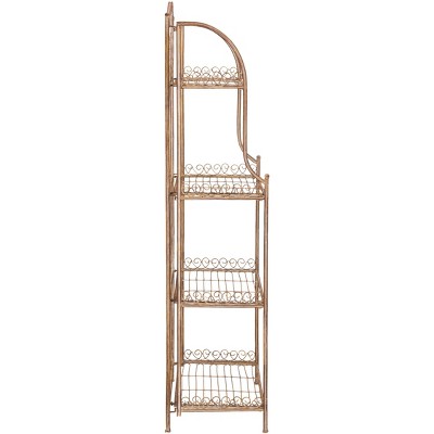 Amaris Rusty Orange Iron 4-Tier Outdoor Baker's Rack