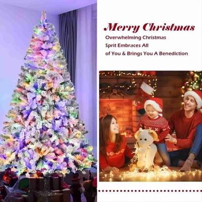 6ft Snow Flocked Pine Christmas Tree with Lights