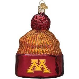 Old World Christmas Hanging Glass Ornament, University of Minnesota Beanie - 1 of 2