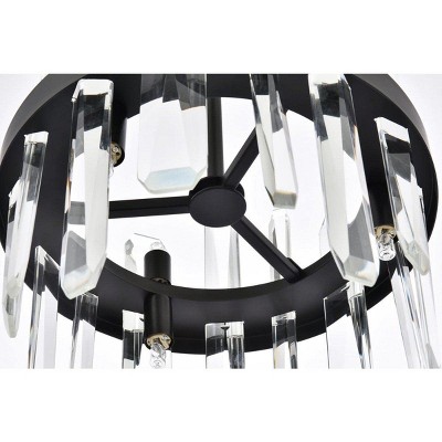Modern Black Crystal Round Pendant Light with Clear Prisms