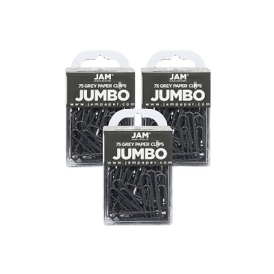 JAM Paper Colored Jumbo Paper Clips Large 2 Inch Grey Paperclips 21830628B