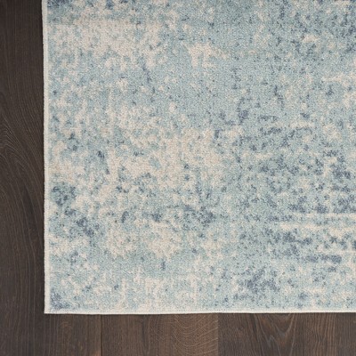 Astra Blue Ivory Flat Woven Synthetic Runner Rug 2'2" x 8'