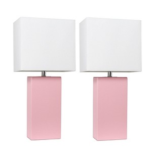 (Set of 2) 21" Monaco Avenue Modern Leather Table Lamp - Elegant Designs - 1 of 4