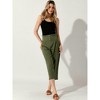 Allegra K Women's Cotton Lounge Elastic Waist Lightweight Buttons Casual Trousers - 3 of 4