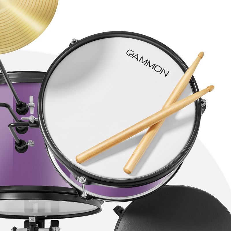 Gammon 3-Piece Junior Drum Set, Beginner Drum Kit with Throne, Cymbal, and Drumsticks, 4 of 8