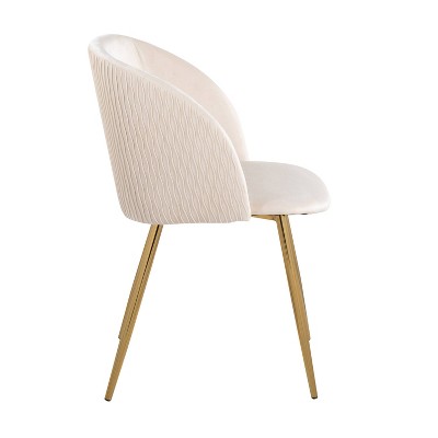 White Velvet Upholstered Arm Chair with Metal Legs