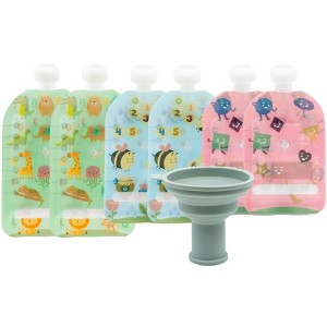 WeeSprout Double Zipper Reusable Food Pouches for Babies & Toddlers, 6-Pack - 1 of 4