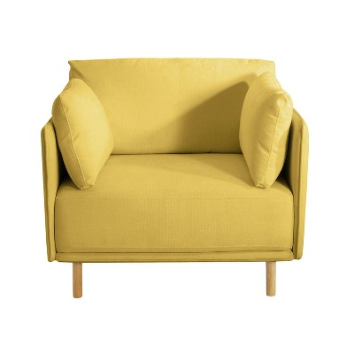 Lirago, Modern Yellow Upholstered Accent Chair with Soft Fabric, Sturdy Wood Legs - Scandinavian Design for Living Room & Office Lounge