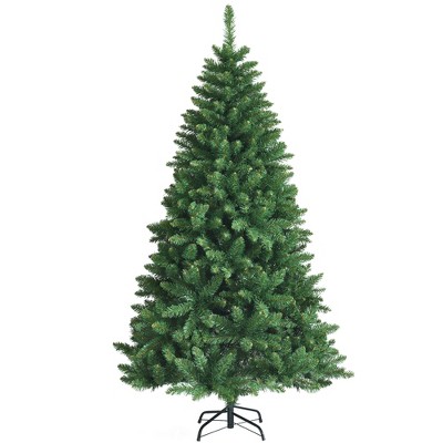 Costway  6Ft PVC Hinged Artificial Christmas Tree 716 Tips Holiday Decor w/ Metal Stand