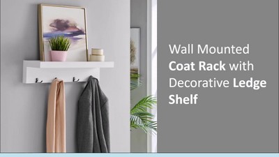 Black Wall Mounted Entryway Coat Rack with Shelf and Hooks