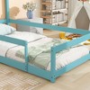VASIP Twin Size Wood bed with House-shaped Headboard Floor bed with Fences,Gray - 4 of 4