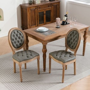 Zeus & Ruta French-Style Dining Chairs Set of 2 with PU Leather, Solid Wood Frame & Nailhead Trim - 1 of 4